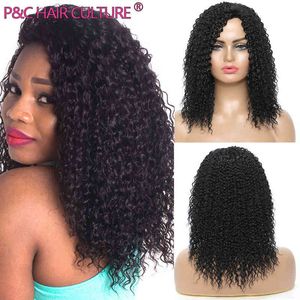 Afro kinky krullende synthetische pruiken lange haarpruik voor zwarte vrouwen ombre blonde gluuten cosplay perruque courte hoge temperatuur 220622