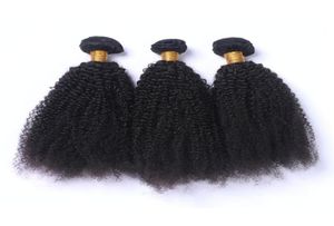 Afro Crépus Bouclés Vierge Extensions De Tissage De Cheveux Humains Non Transformés Brésiliens Cheveux Humains Afro Bouclés Bundles Offres Double Trame 3Pcs L7527780