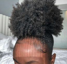 Afro Kinky Curly Weave Ponytail Hairstyles Clip ins brun foncé Ponytails Extensions cordon de serrage queue de cheval court cheveux de poney afro bouffée chignon