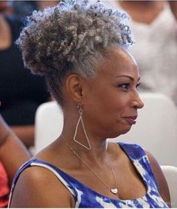 8A Braziliaanse Virgin Haar Paardenstaart Zilver Grijs Menselijk Haar Paardenstaarten 1pc Kam in Hair Extensions 120G Mode Grijze Paardenstaarten