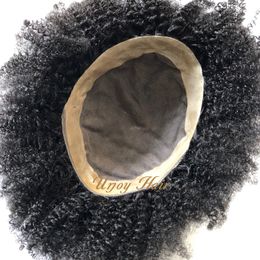 Afro kinky herentopee voor zwarte mannen haarpruiken menselijk haarvervanging voor haarverlies mannen