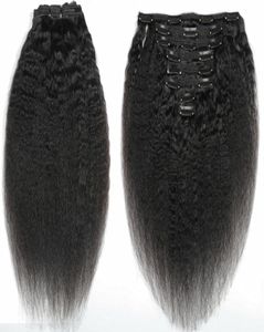 Afro kinky rechte haar onbewerkte clip in hair extensions 120 gram Mongools menselijk haar Afrikaanse Amerikaanse Remy Natural Black Clips4831614