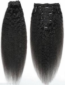 Afro kinky rechte haar onbewerkte clip in hair extensions 120 gram Mongools menselijk haar Afrikaanse Amerikaanse Remy Natural Black Clips5835436