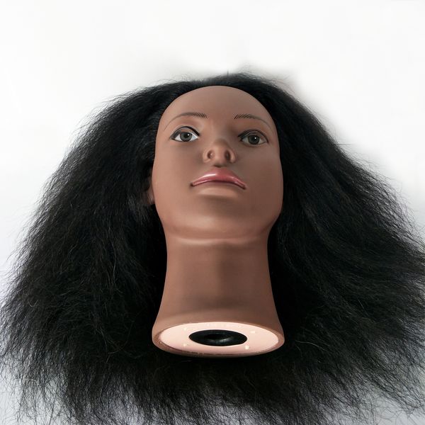 Tête de mannequin afro avec cheveux et support réglable pour entraîner le style tressage 100% coiffure animal