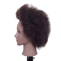 Afro Professional Styling Head for Hairdressers Mannequin Training Doll Head with Human Hair for Barber Practice Braiding