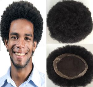 Mannelijke Unit 4mm Afro Kinky Curl Toupee Braziliaanse Maagd Haar Repraactie voor Zwarte Mannen Snelle Express Levering