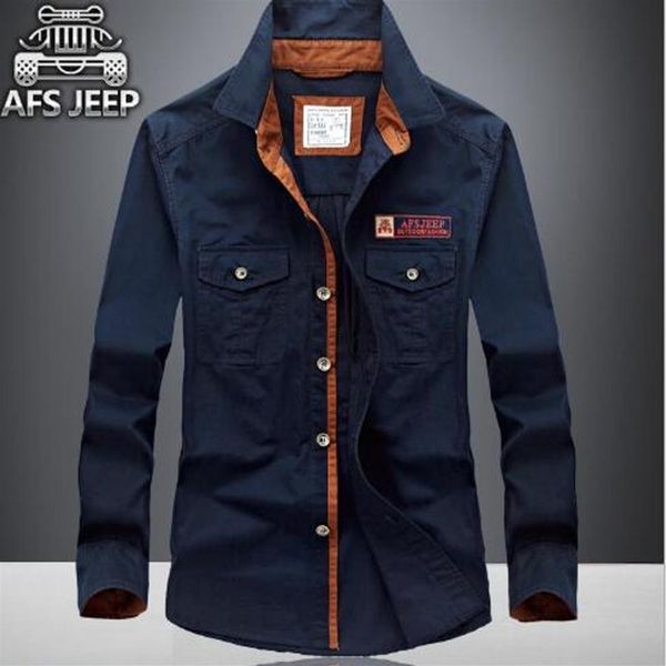 AFS Jeep camisa de manga larga para hombre, Camisa de algodón de talla grande para invierno para hombre, Color sólido, más abrigo de Cachemira, camisa plus si233S