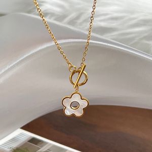 Afshor 2023 Nieuwe Shell Flower Necklace For Woman Charm Girls Tienen Titanium staal Celestial ketting Aangepaste ketting ot buckle