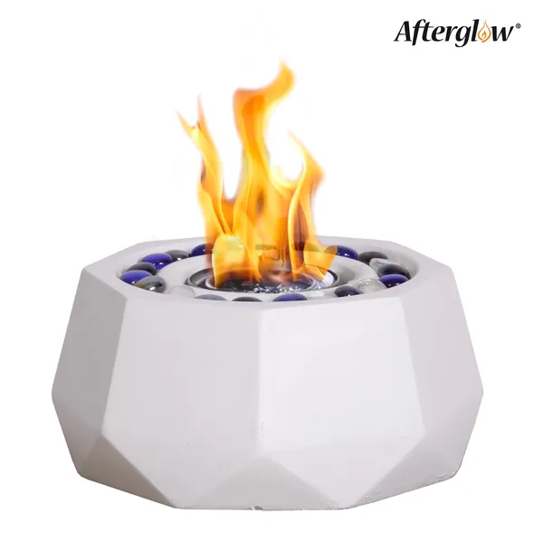 Afterglow Mini Tabletop Fire Bowl IndooroutDoor Portable Firepit Burning Ethanol ou Gel Fuel pour balcon ou salon, blanc