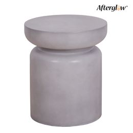 Afterglow round beton look accent tafel, ontlasting, houtstronk grijs
