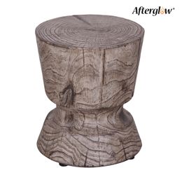 After Glow Round Wood Look Accent Table, taburetes, tocón de madera, gris
