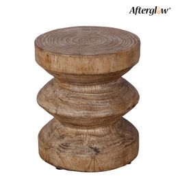 Afterglow Round Wood Look Accent Table, tabouret, souche de bois, couleur de bois