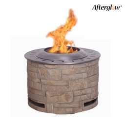 Firepit de après-encluse sans fumée avec granulé en bois / brina / bois comme carburant, look stackstone