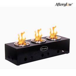 Afterglow Steel Tabletop Firepit Indoor&Outdoor Portable Fireplace Burning Ethanol or Gel Fuel for Balcony or Living Room, Black