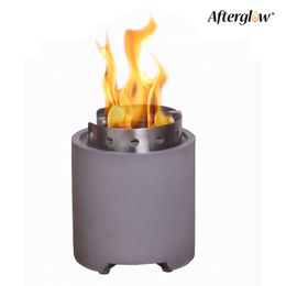 Afterglow Terrafab Round Mini Camping Tabletop Fire Bowl Indooroutdoor Portable Firepit Burning Ethanol Gel Fuel, Gray