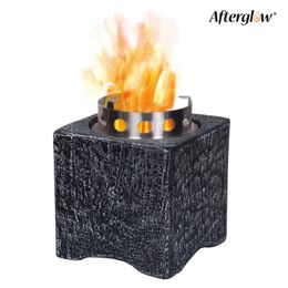Afterglow Terrafab Square Mini Camping Tabletop Fire bowl Outdoor Portable Fire Pit Burning Gel Fuel, Black