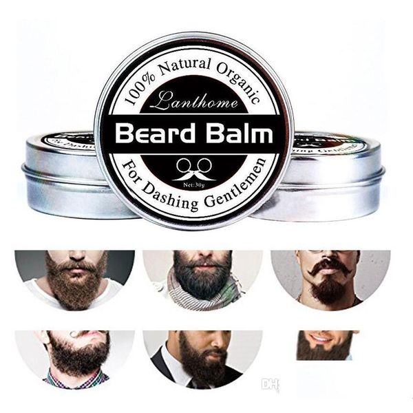 Baume de conditionneur de barbe naturel de haute qualité de haute qualité pour la croissance et les moustaches de cire de moustache organique Drop Style Dhgmd