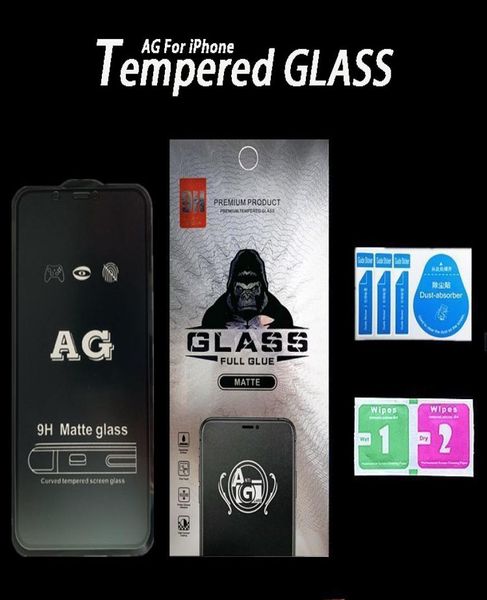 AG 9H Protecteur d'écran en verre mat pour iPhone 14 14pro 14plus 11 12 13 Pro max en verre trempé Couverture complète XR XS 7 8 Protective Film3052511