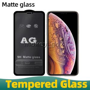 AG couverture complète Anti empreintes digitales protecteur d'écran verre trempé mat pour iPhone 14 MAX 13 12 Pro max X XR 7 8 11