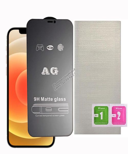 AG mat couverture complète protecteur d'écran en verre trempé pour iPhone 14 13 12 mini pro max 11 xr xs 7 8 6 plus IPHONE14 IPHOEN GLASS4863348