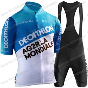 AG2R Maillot de cyclisme ensemble été France Pro équipe vêtements hommes vélo de route chemise costume vélo cuissard vtt Maillot 240113