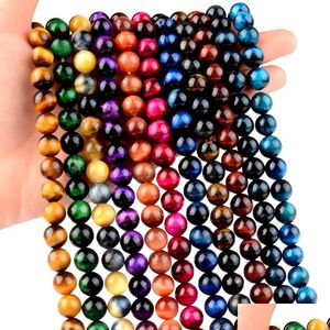 Agate 9 couleurs Tiger Eyes 5A Perles 6-8 mm Round Stone Natural Tigerite Perle Drop Drop Livraison Bijoux Dhgarden Dhsnu