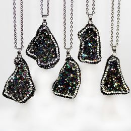 Agate cristal cluster pendentif collier irrégulier pierre naturelle point diamant collier pendentif cristal coloré bricolage collier bijoux