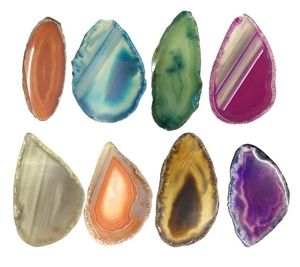 Dessous de verre en tranches d'agate brésilienne, pierres précieuses brutes, ornement en cristal, décoration de maison, perle d'alagate colorée naturelle, Quartz poli 5961609