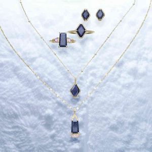 ÂGE Collier de boucles d'oreille Palais de forêt calme élégant diamant violet Bague 925 argent