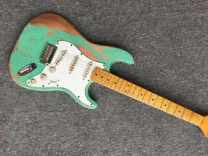 Aged Green ST elektrische gitaar elzenhouten body esdoorn toets chroom hardware gratis levering