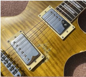 Guitare électrique vieillie/relique Peter Green Garry Moore Lemon Burst avec étui rigide