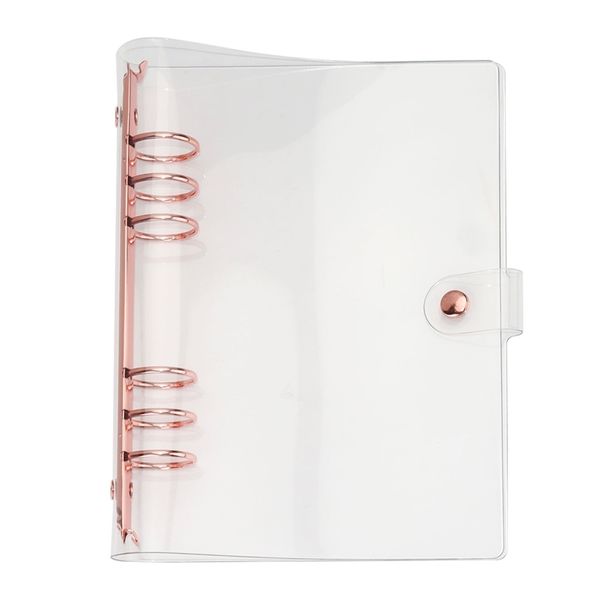 Agenda Journal Agenda Planificateur PVC Or Rose Reliures Transparentes Feuilles mobiles 6 Anneau A5 A6 30mm Reliure Couverture 210611