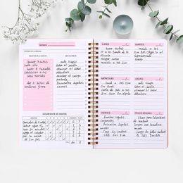 Agenda planificateur espagnol carnet de notes Journal hebdomadaire objectif habitudes calendriers Journal cahiers pour école papeterie bureau