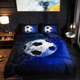 Aggcual-funda de edredón con estampado de bolas, juego de cama deportivo de fútbol y baloncesto, tamaño King, textil individual para el hogar, Be02