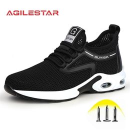 [AGILESTAR] Zapatos de seguridad para el trabajo Zapatillas de deporte Ultraligeras Fondo suave Hombres Mujeres Resistencia al desgaste Anti-rotura Botas de trabajo con punta de acero 220208