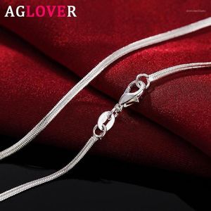 AGLOVER Nieuwe 925 Sterling Zilver 16 18 20 22 24 26 28 30 Inch 2mm Snake Collier voor Vrouw Man Mode Charme Sieraden Gift1271A