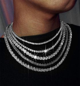 Aglover Nieuwe hiphop ketting 3mm6 mm zilvergoud 1 rij AAA zirkoon ketting Iced Crystal Necklace for Mens Woman Wedding Sieraden 22755239