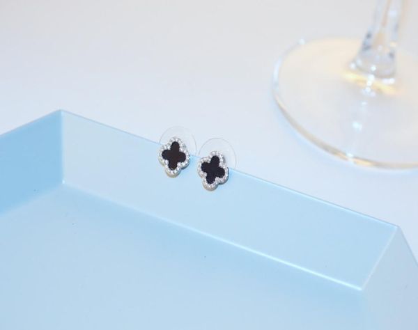 Agood-pendientes de moda para mujer, aretes de trébol negro, pin de Plata de Ley 925, alta calidad, HN2105645604