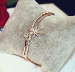 Brazaletes de oro rosa de alta calidad para mujeres pulseras de diamantes de diezaje accesorios de joyería de fiesta de boda3964068