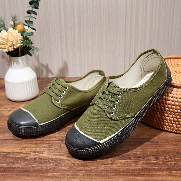 Armée agricole vert chaussures décontractées semelles en caoutchouc résistant à l'usure chantier de construction en plein air chaussures de travail agricole V7PJ #