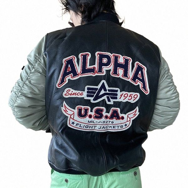 AH138 Rock Can Roll US Air Force Flight Flight Pilot Genuine Goat Rider Jacket Family Kid Clothing S DR 43AO#