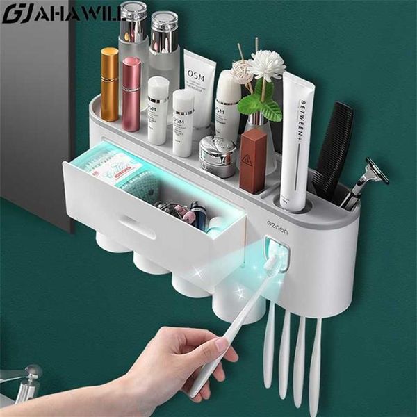 AHAWILL – porte-brosse à dents à absorption magnétique, tasse inversée, distributeur automatique de dentifrice, produit de salle de bain à domicile 211130260T