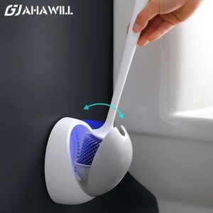 AHAWILL Brosse de toilette en silicone avec socle Accessoires WC Outils de nettoyage muraux vidables Ensembles de salle de bain à domicile 220511