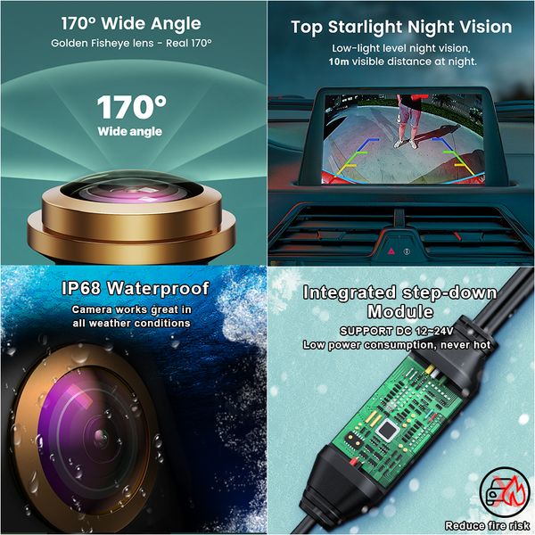 AHD 1080p 170 ° Caméra de sauvegarde arrière de l'objectif de l'objectif à l'œil de poisson pour mazda 3 Bk 2003-2009 BL 2009-2013 Mazda2 de 2007-2015