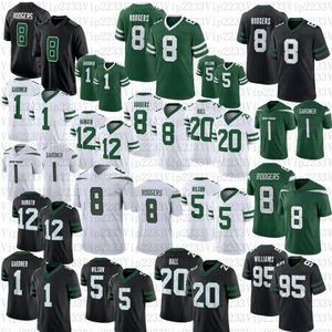 8 Aaron Rodgers Ahmad Sauce Gardner voetbalshirt Zach Garrett Wilson Dalvin Cook Joe Klecko Quinnen Williams Breece Hall Whitehead Size