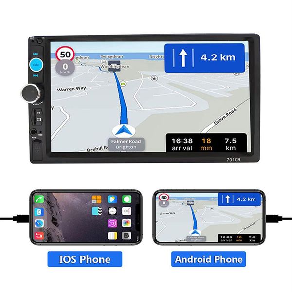 AHOUDY coche Video estéreo 7 pulgadas doble Din coche Monitor con FM Multimedia Radio MP5 reproductor cámara de respaldo CarPlay Android AutoSupport267r