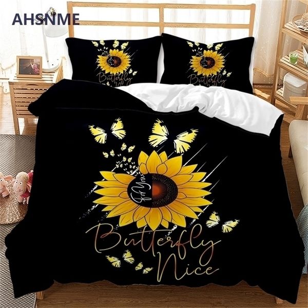 AHSNME Ensemble de literie tournesol paysage végétal housse de couette imprimée pour roi reine taille marché peut être personnalisé motif literie housse de couette 220616