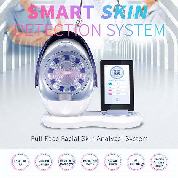 Caméra de détection de peau avec système intelligent AI, anatomie 3D, couverture complète du visage, balayage 10 spectres RVB + UV + PL, lumières haute définition, analyseur d'image