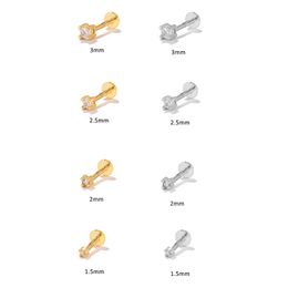 Aide 1PC 925 argent Sterling Labret lèvre anneau Zircon oreille goujons boucles d'oreilles pour femmes sphères Tragus Cartilage Piercing Punk bijoux