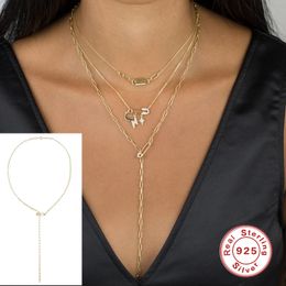 AIDE 925 Sterling Zilver Gepersonaliseerde Papier Clip Kwastje Vrouw Ketting voor Valentijnsdag Verjaardag Gift Kettingen Fijne Sieraden Q0531